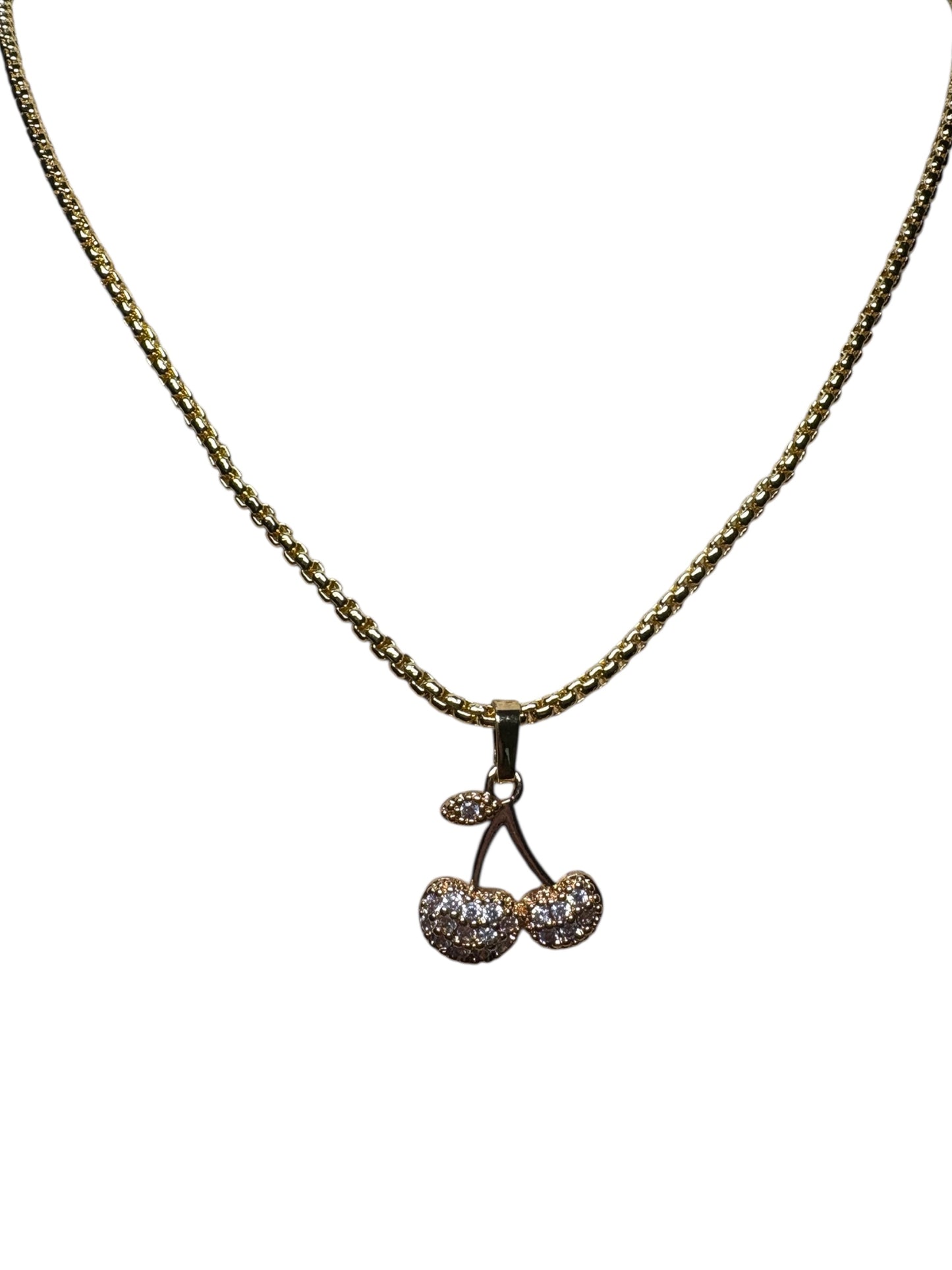 Cable Chain Cherry Zirconium Charm